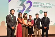 Parte del equipo de contrataci&oacute;n del INGESA liderado por el subdirector de Asuntos Generales y Econ&oacute;mico-Presupuestarios del INGESA, Javier L&oacute;pez Jerez; y la subdirectora adjunta, Yolanda Pascual; junto a Jorge Huertas, presidente de FENIN, y Pablo Crespo, secretario general de FENIN.