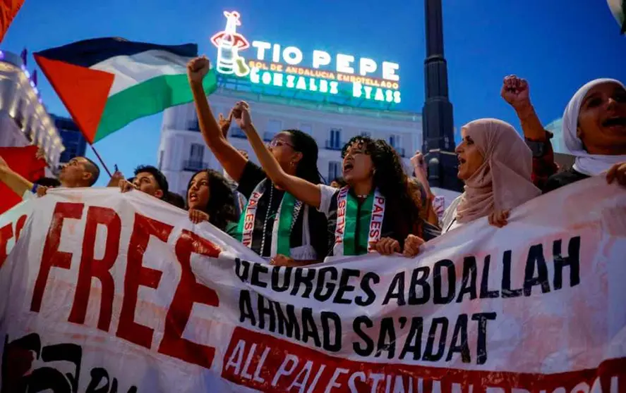 Apoyo a Palestina en la plaza de la Puerta del Sol en Madrid I EFE I Juan Carlos Hidalgo.