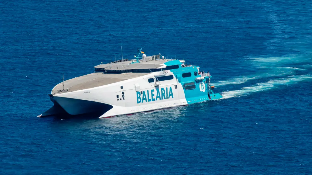 Digital. Barcelona 30/7/19 - Flota de la compa&ntilde;ia naviera Balearia atracada en el puerto de Barcelona. Barco Jaume III.  - (c) Vicens Gimenez
