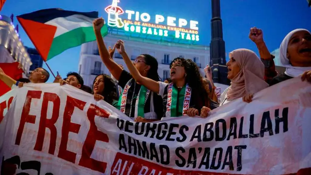 Apoyo a Palestina en la plaza de la Puerta del Sol en Madrid I EFE I Juan Carlos Hidalgo.