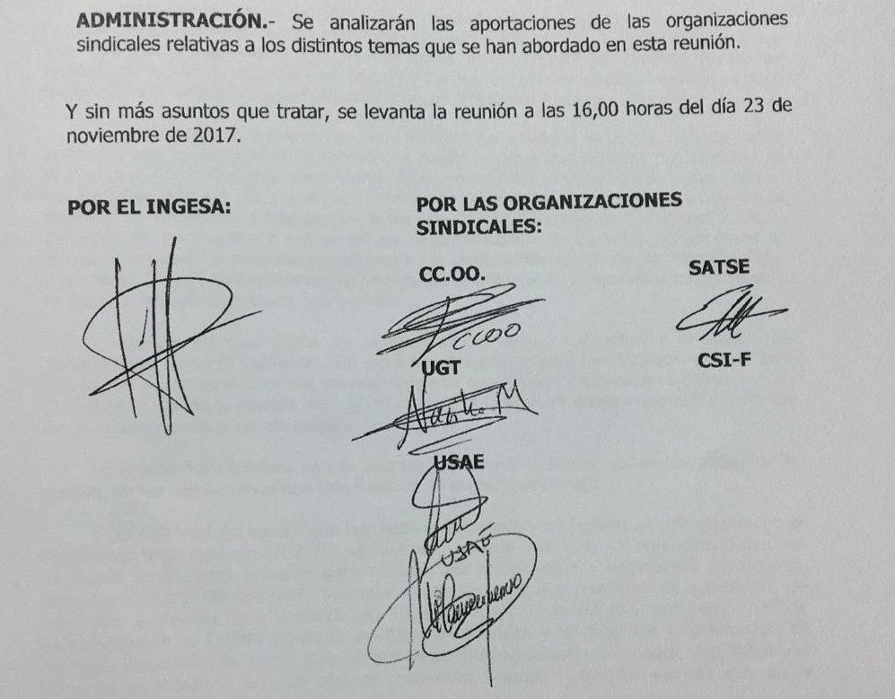 Acta por escrito y firmada reubicación desplazados traslados INGESA3